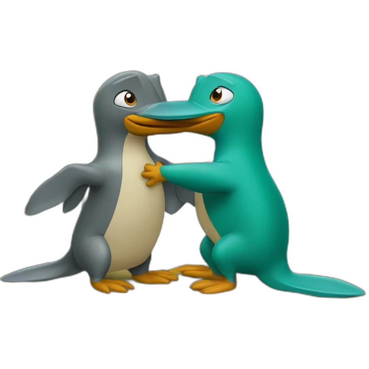 platypus perry and doofenshmirtz kissing under a tree emoji