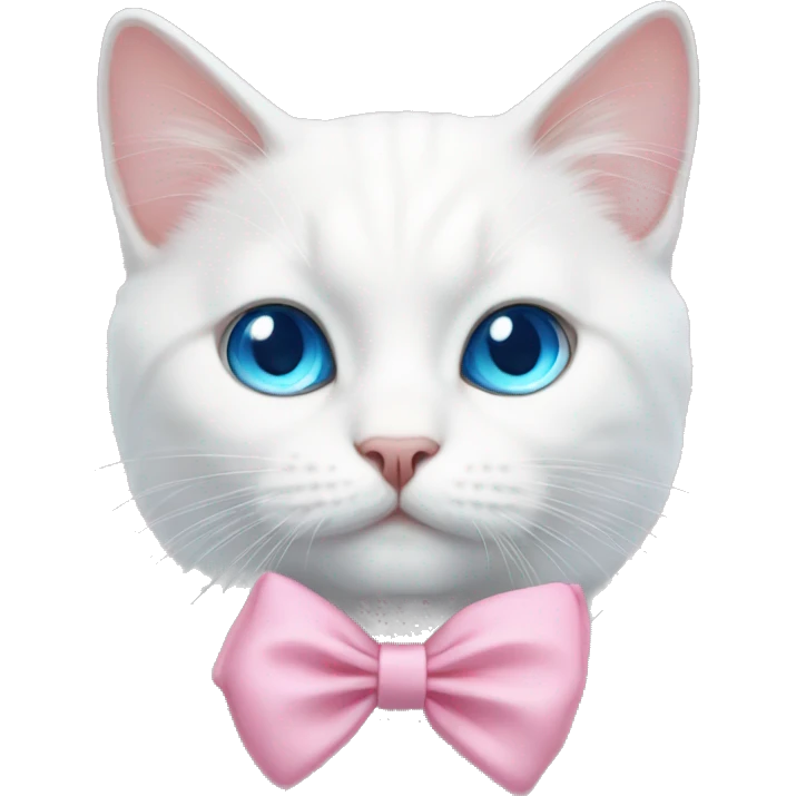 white cat with blue eyes pink bow emoji
