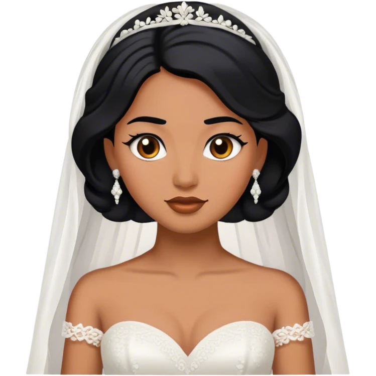 bride with black hair and brown skin emoji