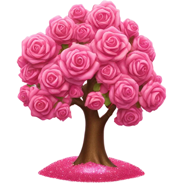 Pink tree made of roses with glitter emoji
