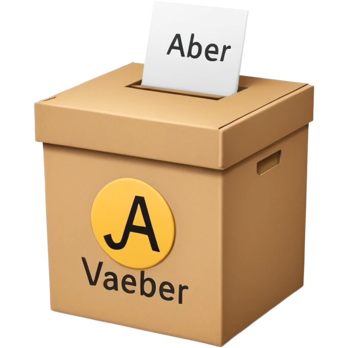 Vote box with 'Ja, aber' written on the front and paper entering the top slot emoji