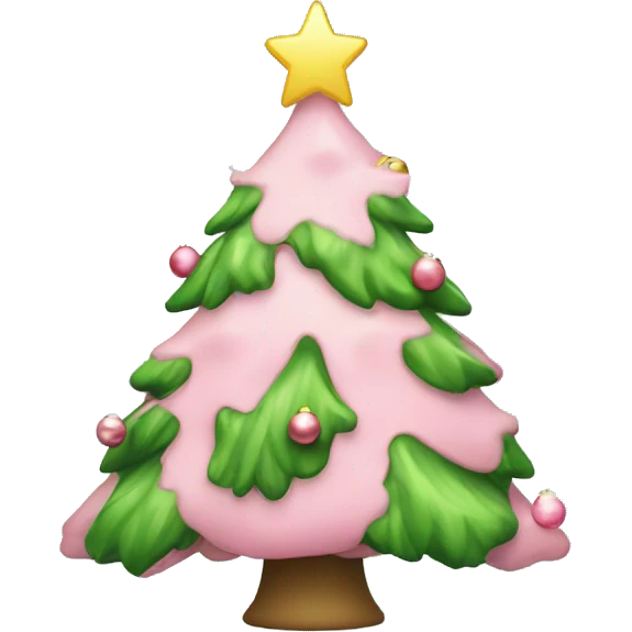 cute Christmas tree with all light pink ornaments and light green colored tree emoji