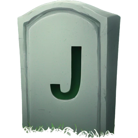 tombstone with the letter J on grass emoji