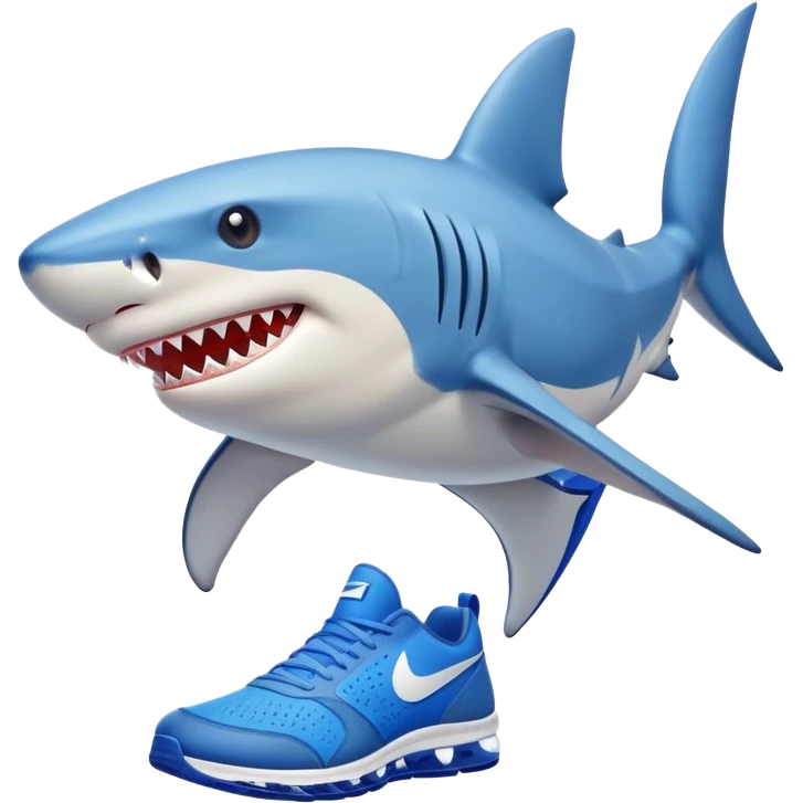 Shark emoji with two legs and blue nike shoes on his teet emoji