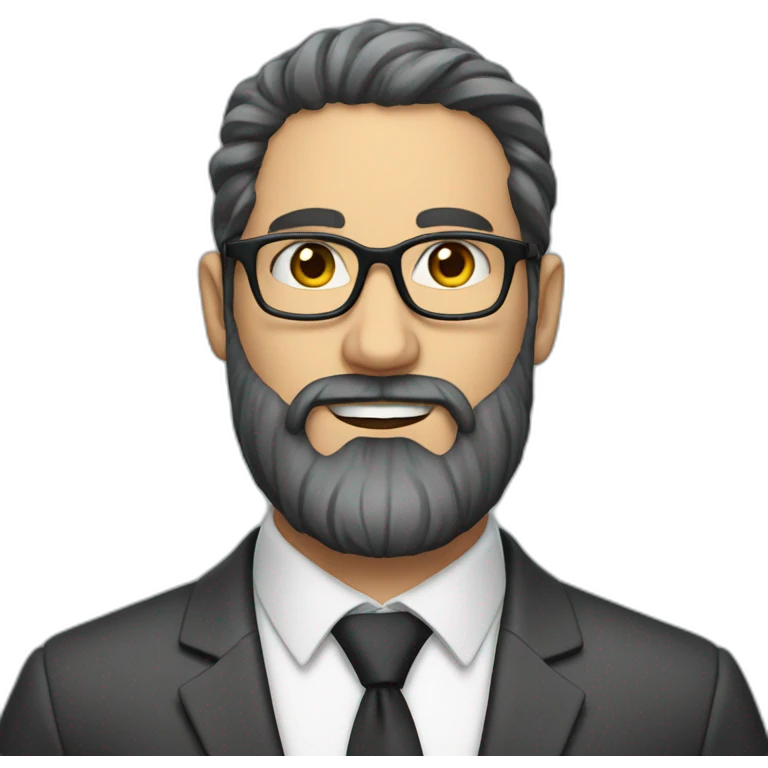 A Jewish man with a beard, rare hair and glasses in a business suit emoji