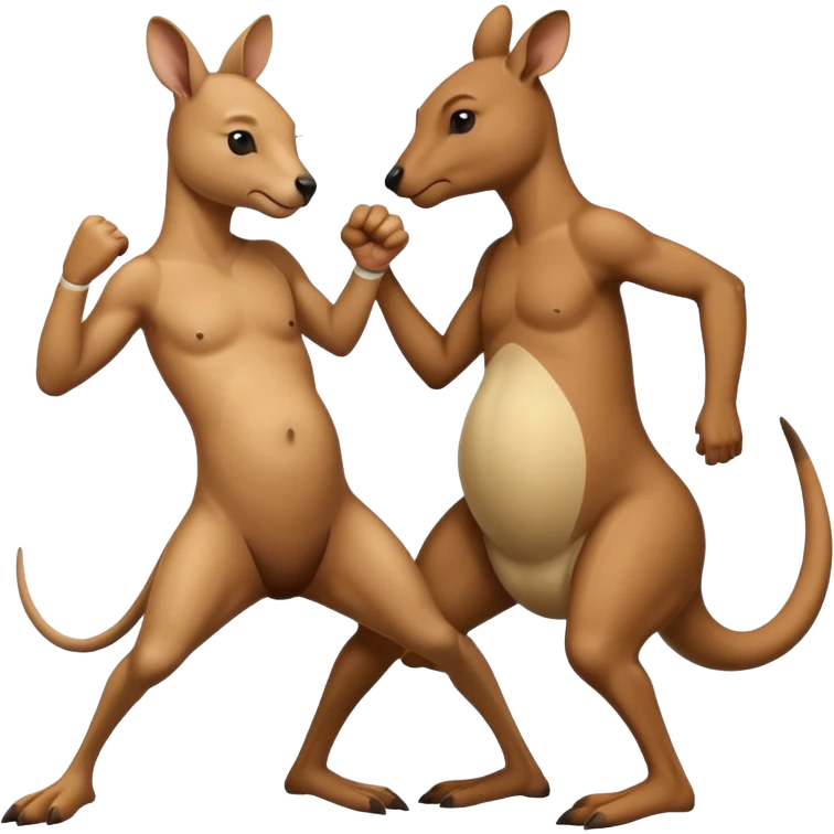 Kangaroo knocking out a bald skinny tan man emoji