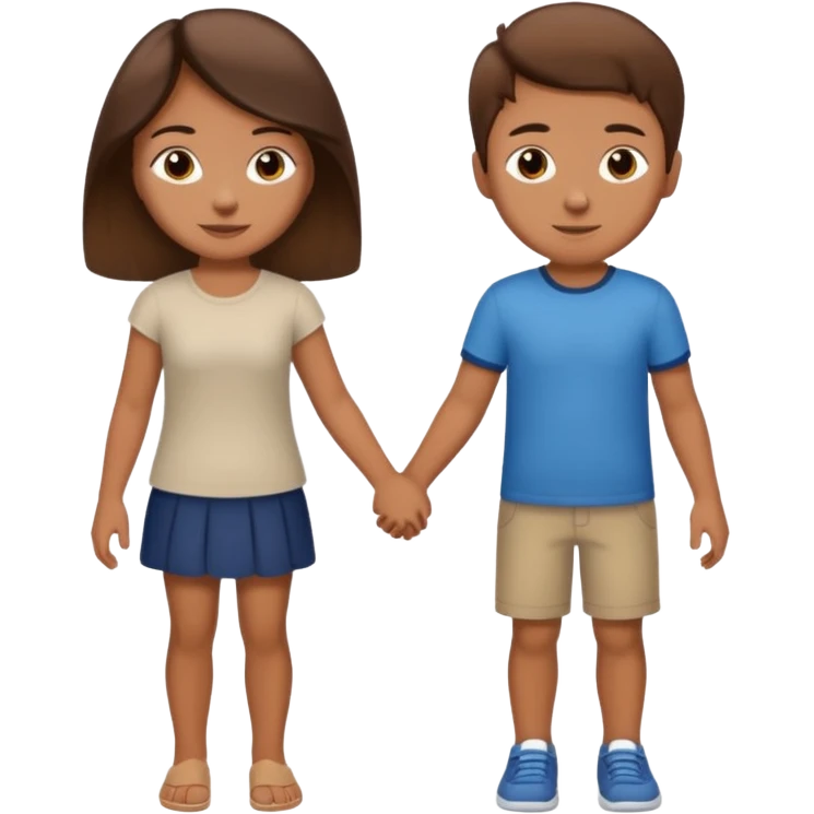 A Latina holding hands with a brown haired boy emoji