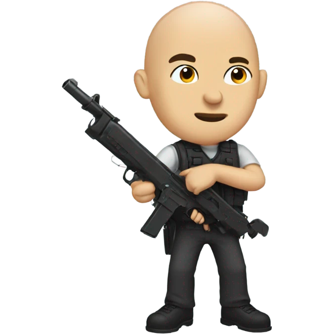 Bald with a gun emoji