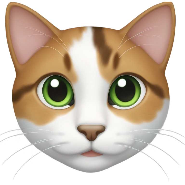 calico and tabby cat with white paws and green eyes emoji