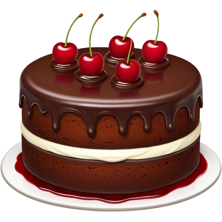 Chocolate cake with white buttercream frosting and cherry sauce emoji