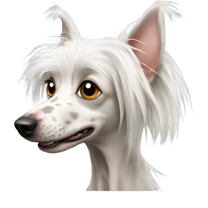 One realistic Chinese crested white dog emoji