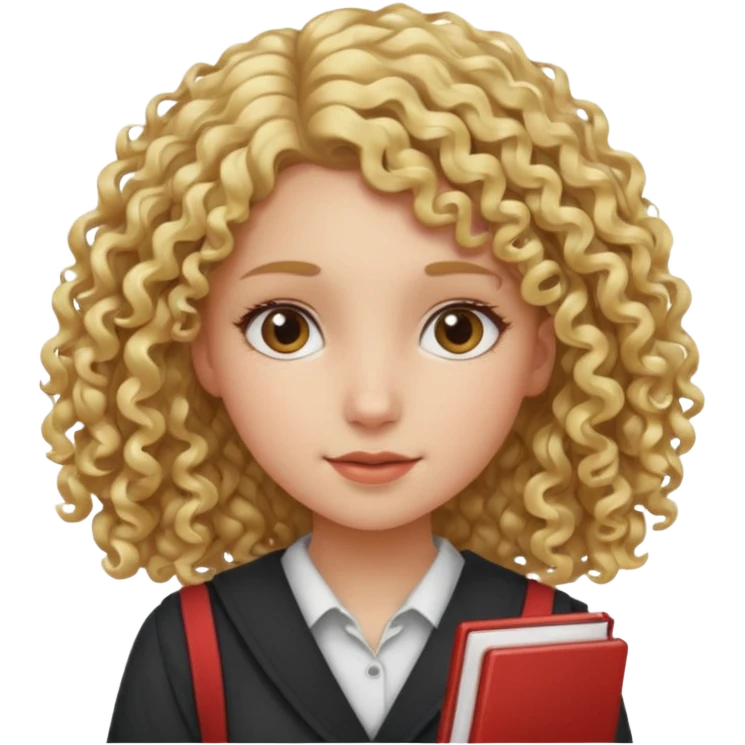 girl student , curly blone hair, half body emoji