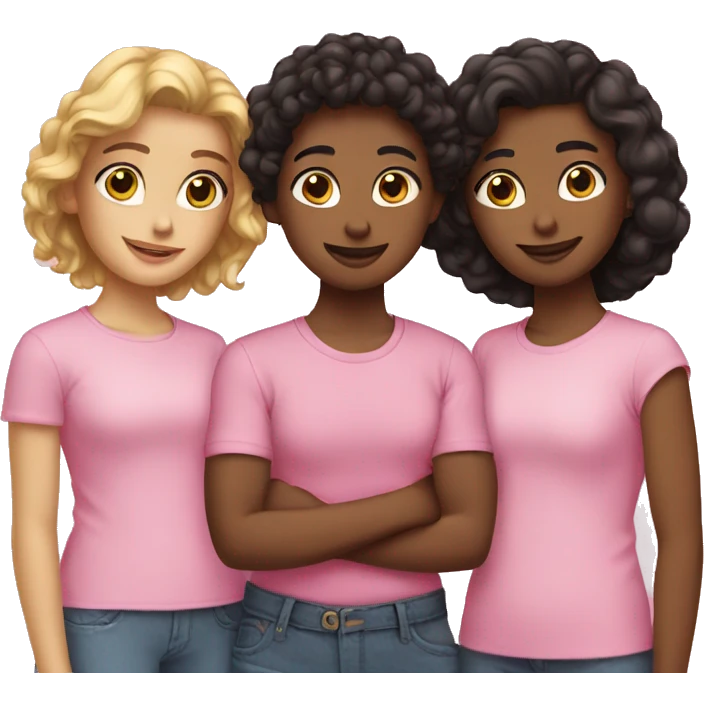 three best friends wearing pink emoji