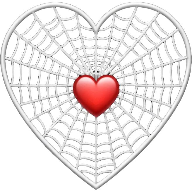 An heart emoji made up of SPIDER web without SPIDER emoji