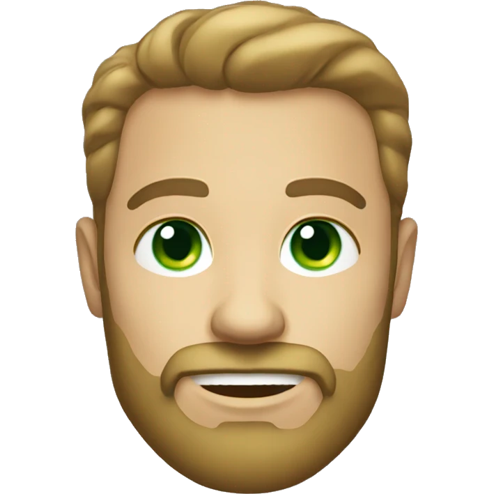 handsome man with beard and green eyes light skin emoji