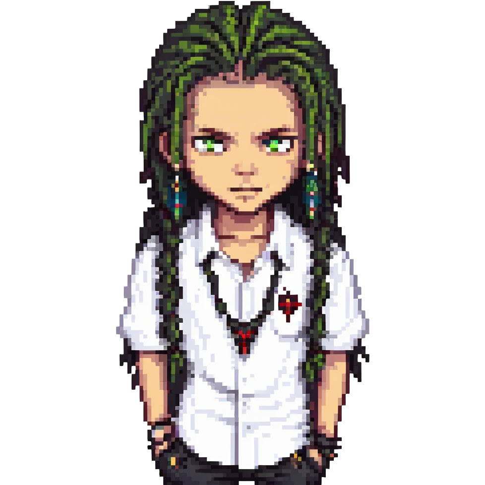 vampire boy with dreadlocks and a white shirt emoji