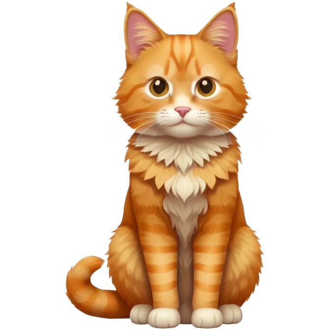 full body orange tabby cat sitting upright emoji