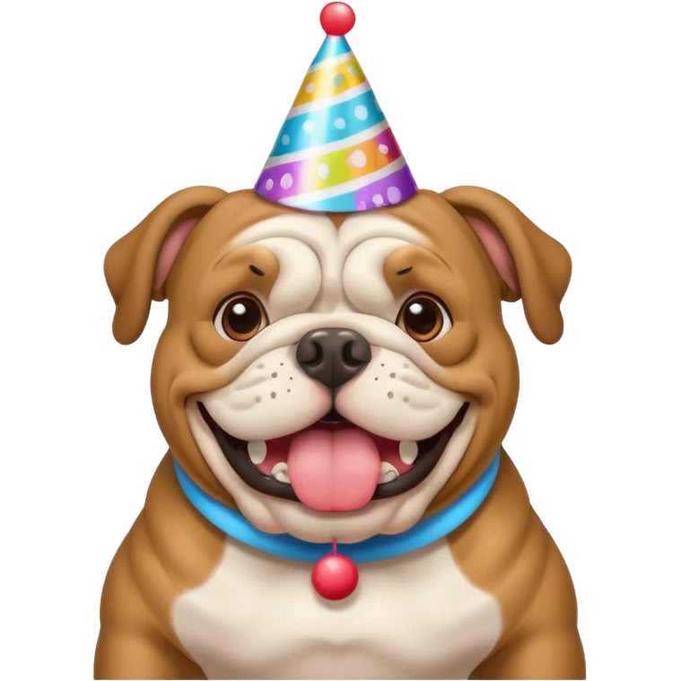 A Bulldog celebrating his birthday emoji