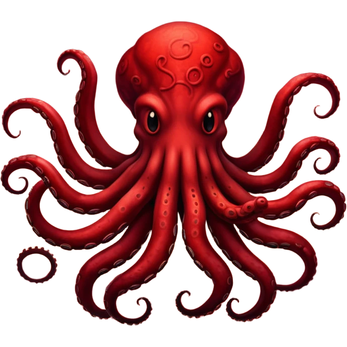 Shadowy tentacle creature in front of a bright red cloudy sky emoji