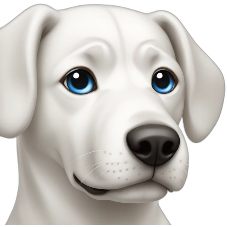 white dog with a blue eye and the other eye brown emoji