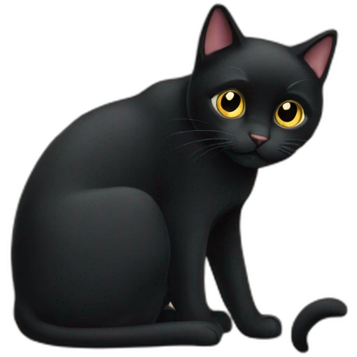 a cute black cat under the desk emoji