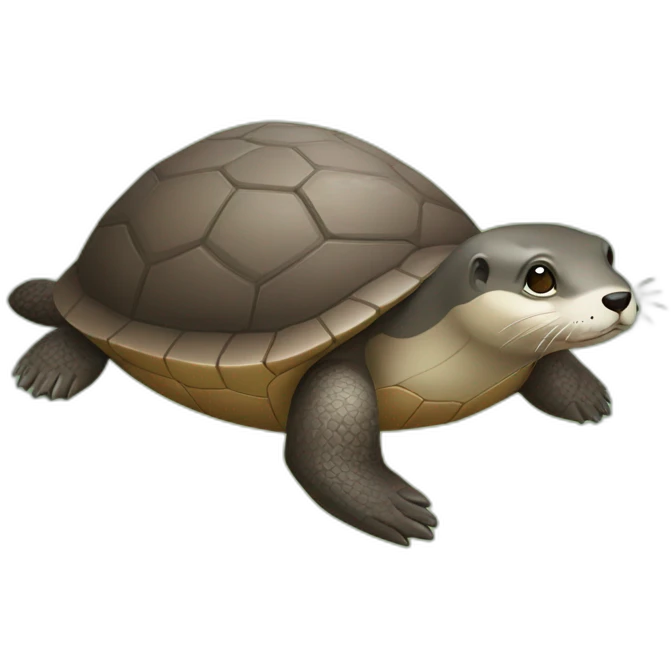 Une loutre sur une tortue emoji