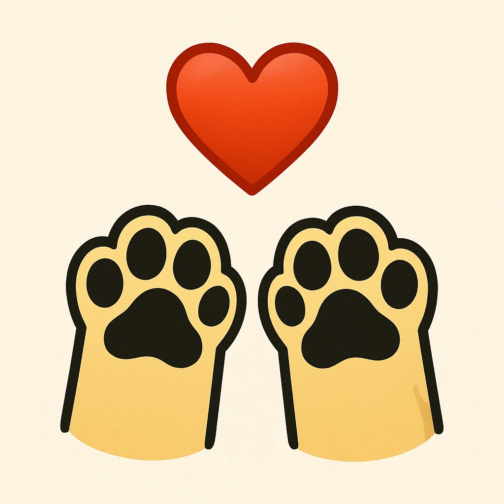 Make the puppy paws black, keep the heart and original style (original style was apple style emojis) emoji