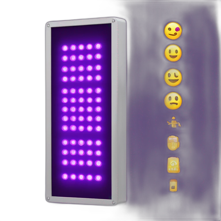 Purple vertical led sign that says BCD emoji