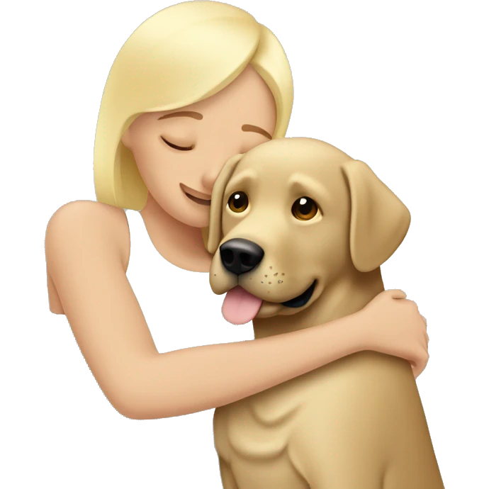 Labrador beige in Blonde Woman and men hug  emoji