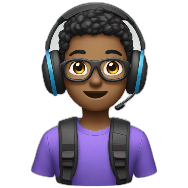 A student playing plastation 5 with heaset emoji
