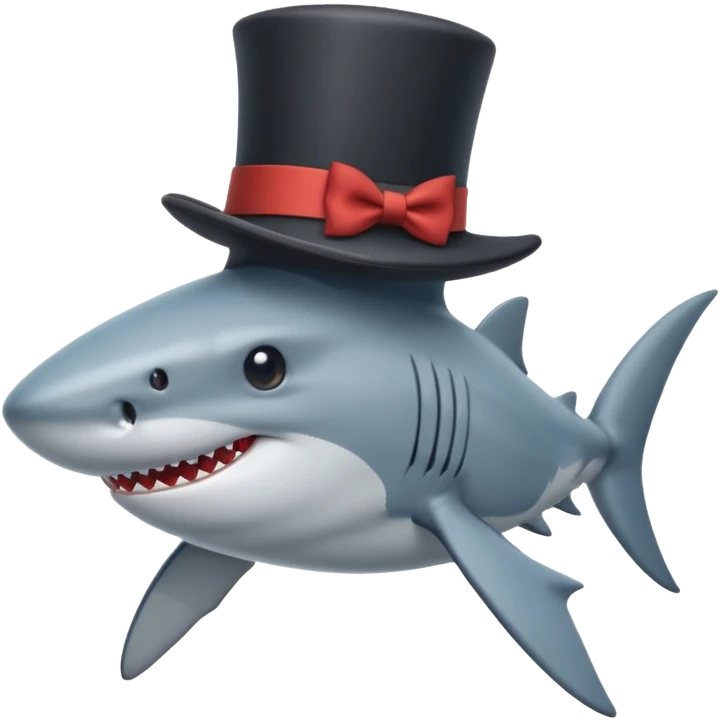 Shark with a top hat emoji