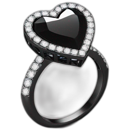 Anillo con diamante de corazon negro emoji