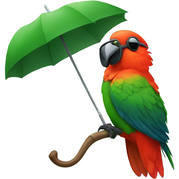 King parrot wearing sunglasses with an umbrella  emoji