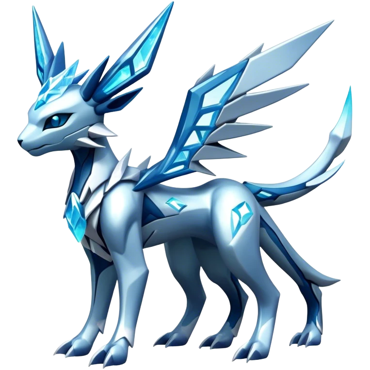 Futuristic Kyurem-Glaceon-dialga-suicune-hybrid, full body emoji