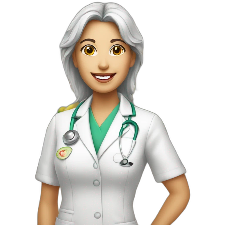 Nutricionista blanca cabello castaño,  emoji