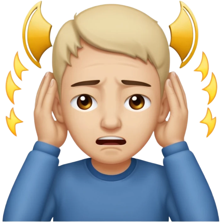 person covering ears, wincing in pain because the sound is terribly loud and hurting ears emoji