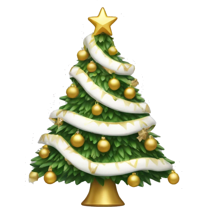 Christmas tree with white and gold decorations emoji