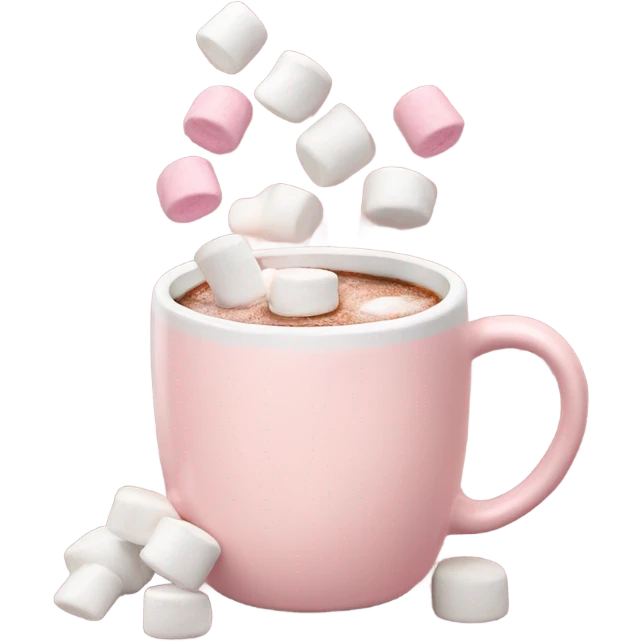 Light Pink mug of hot chocolate with marshmallows  emoji