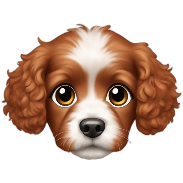 Cavapoo puppy with solid auburn hair color emoji