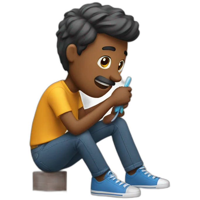 man brushing his shoes emoji