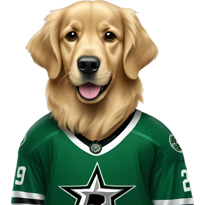 golden retriever in a dallas stars jersey emoji