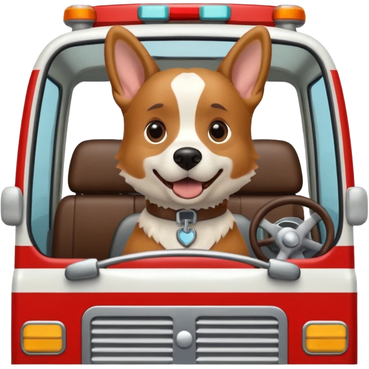 Dog driving ambulance  emoji