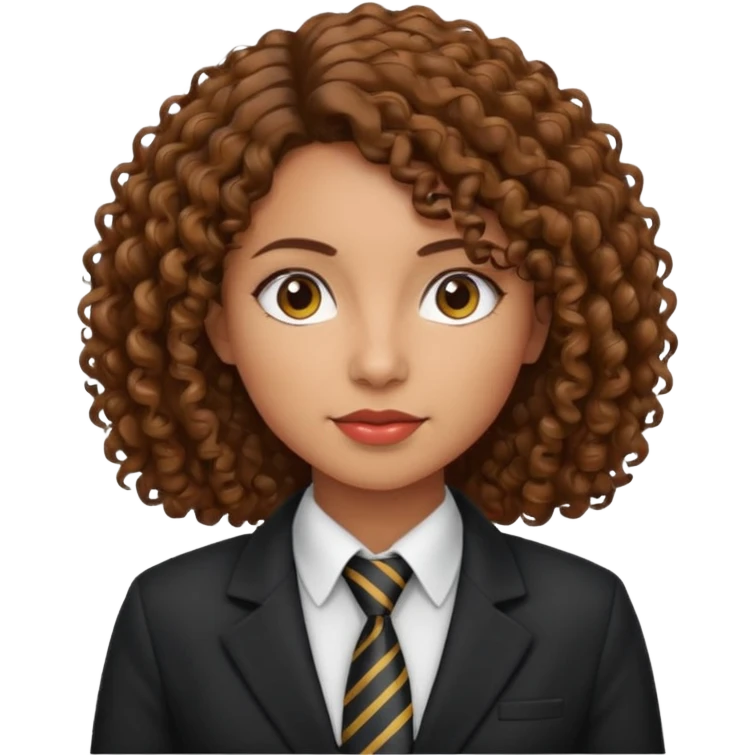 curly brown haired hispanic woman with tie and blazer emoji