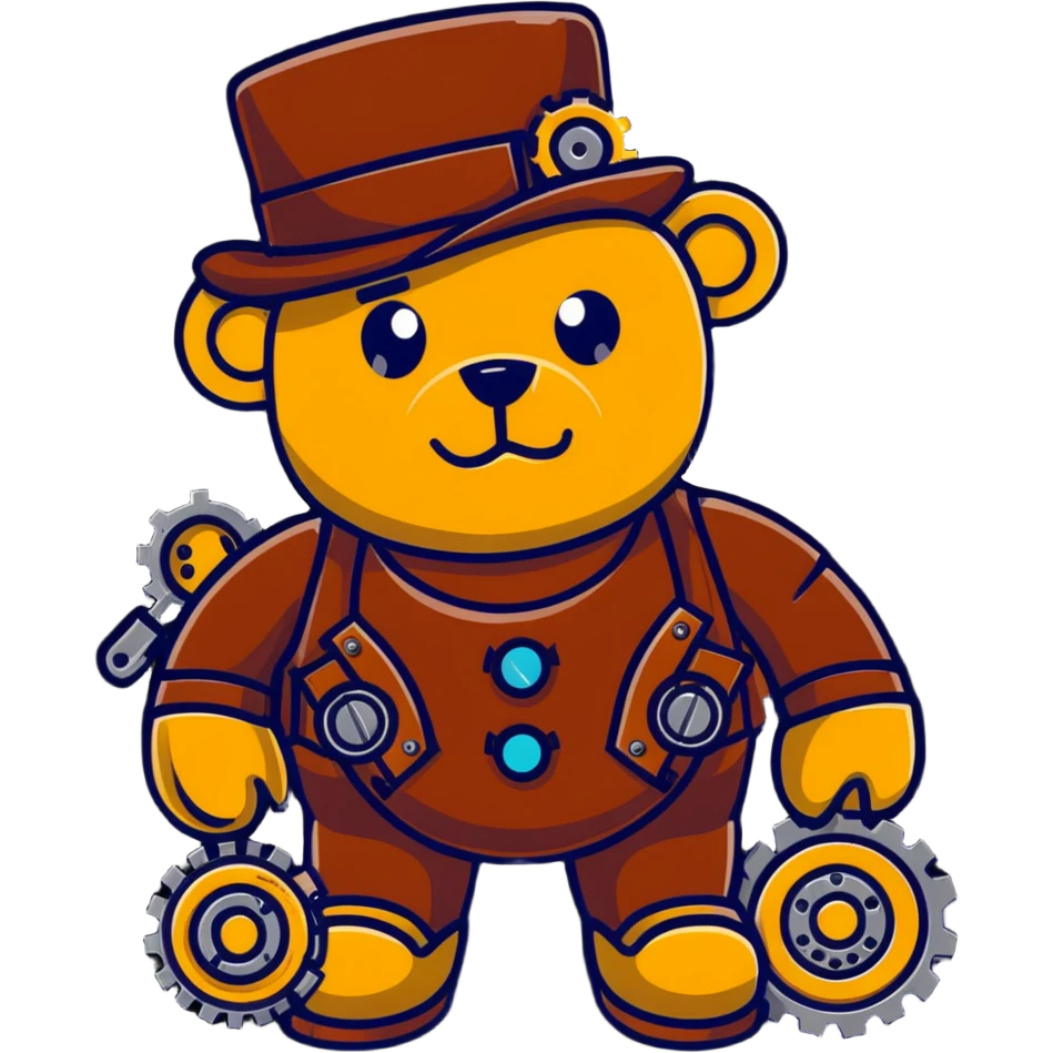 Steampunk Freddy with mechanical parts emoji
