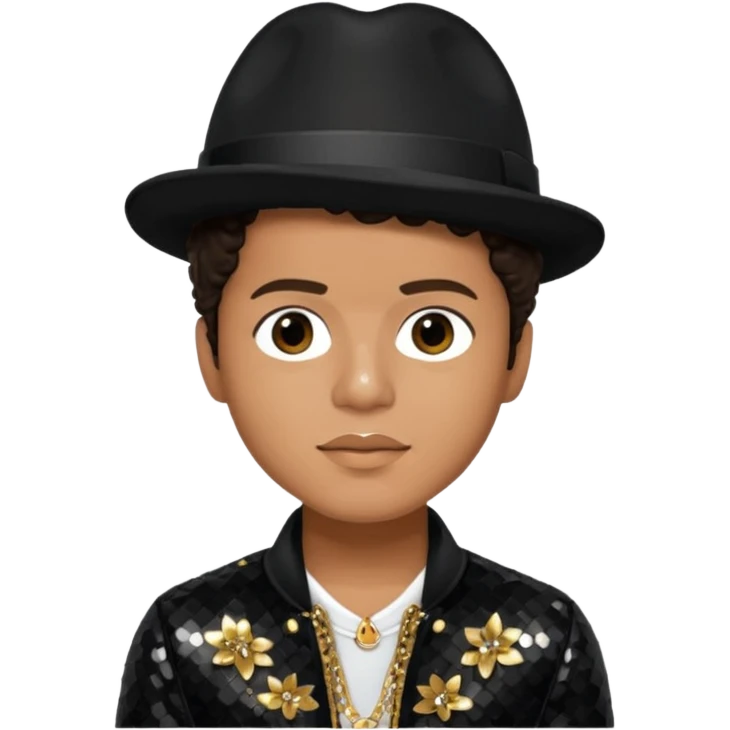 Bruno Mars with dark brown hair, black sequin outfit emoji