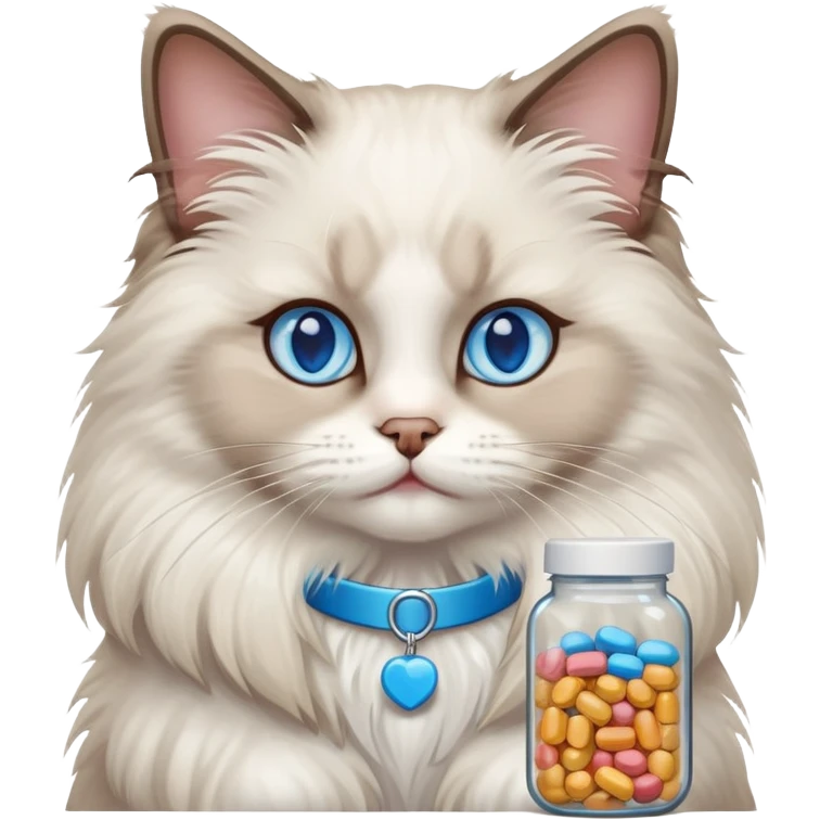 One ragdoll cat selling pills emoji