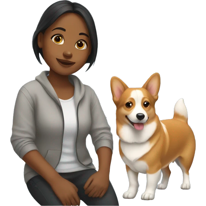 Girl with Corgi  emoji