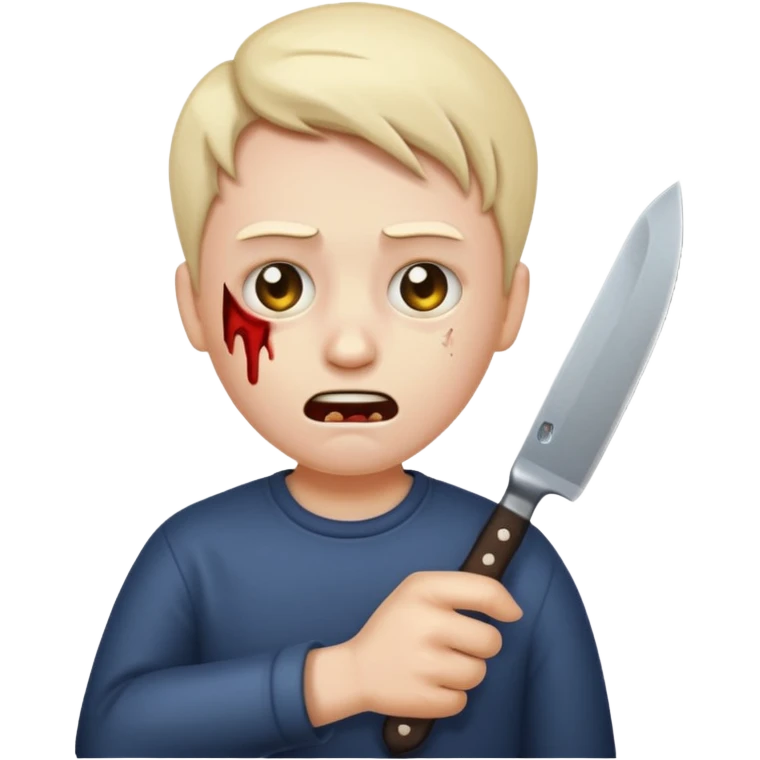 Insane scared injured person with a knife in the classic emoji style  emoji
