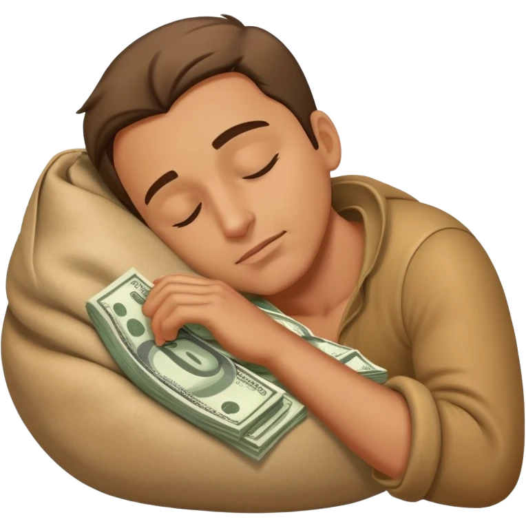 Man sleeping with money bag emoji