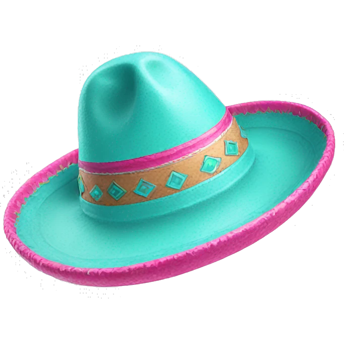 Realistic isolated pink and turquoise  sombrero  emoji